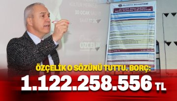 Özçelik verdiği sözü tuttu: Belediyenin  borcu afişe edildi: 1 Milyar 122 milyon TL