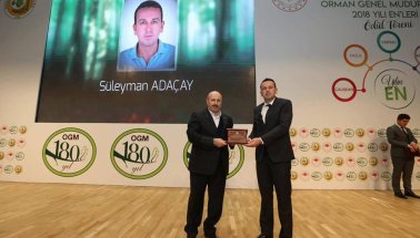 Orman İşletme Müdürü Sönmez ve Süleyman Adaçay'a anlamlı ödül