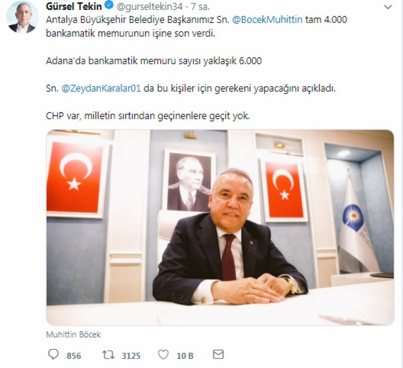 Menderes Türel'den, 4000 Bankamatik Memuru Açıklaması