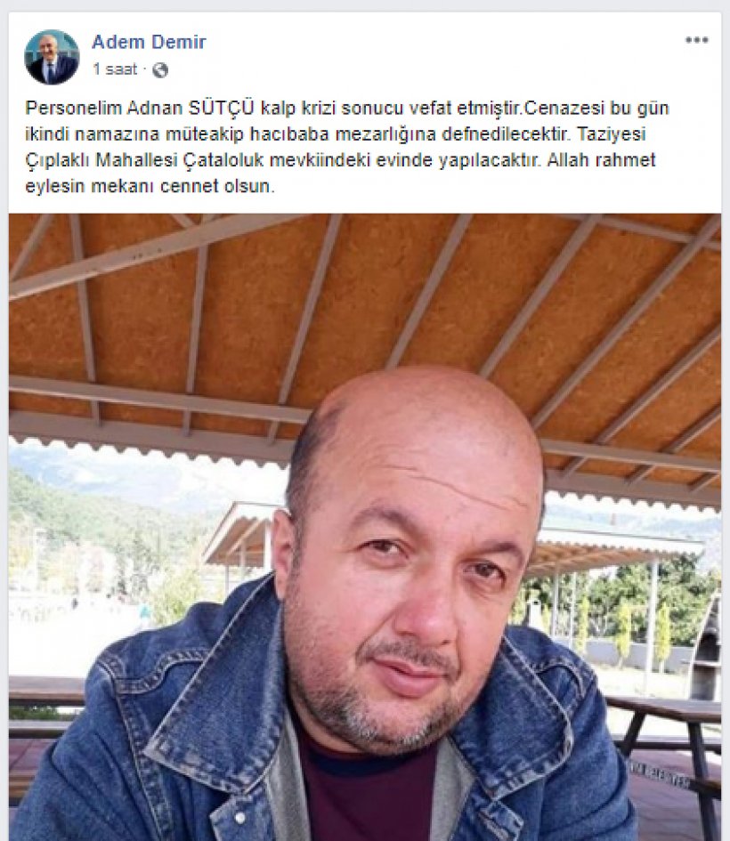 Alanya Belediye personeli Adnan Sütçü hayatını kaybetti