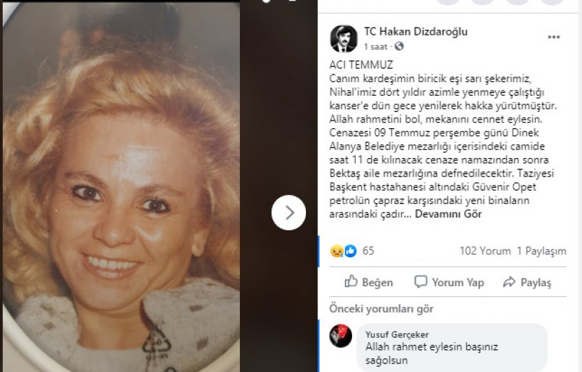 Dizdaroğlu ailesinin acı günü: Nihal Dizdaroğlu vefat etti