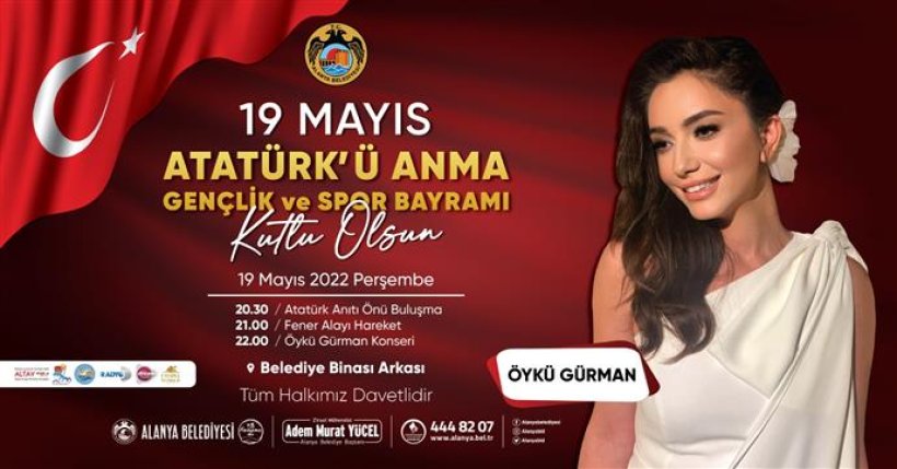 Alanya'da 19 Mayıs Fener Alayı ve Öykü Gürman ile kutlanacak