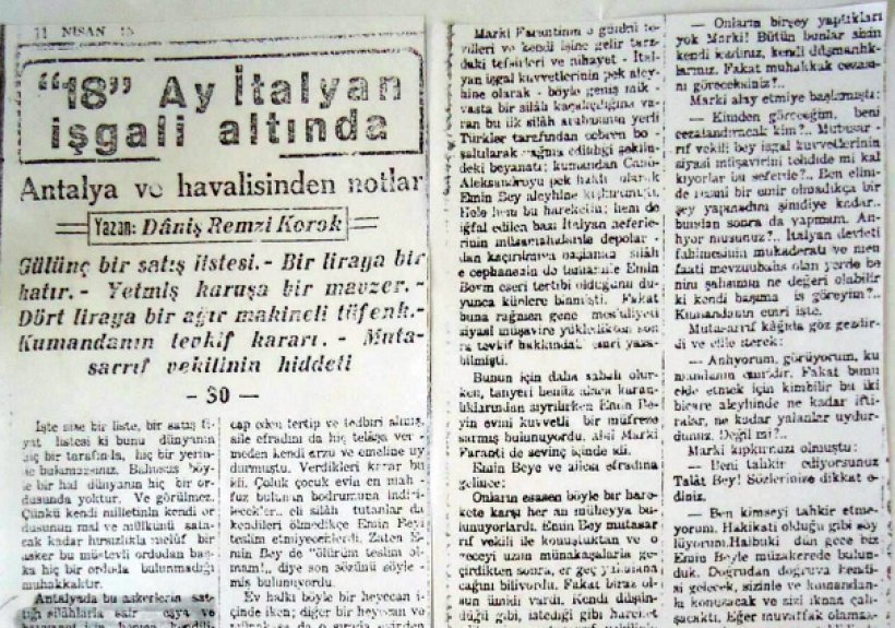 Bugün 5 Temmuz: Alanya'nın İtalyan işgalinden kurtuluşunun 101. Yılı