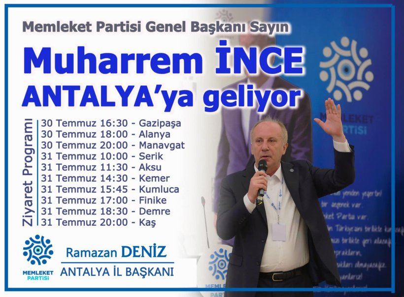 Muharrem İnce Alanya'ya geliyor