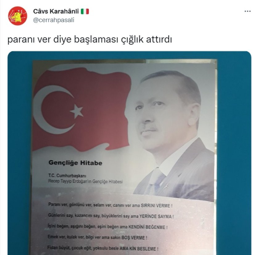 Duvara Erdoğan'ın 'Geçliğe Hitabesi'sini astılar! O Hitabe ise çalıntı çıktı