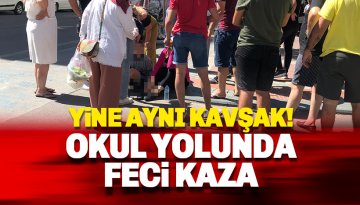 Yine aynı kavşak! Minik öğrenci okul yolunda ölümden döndü