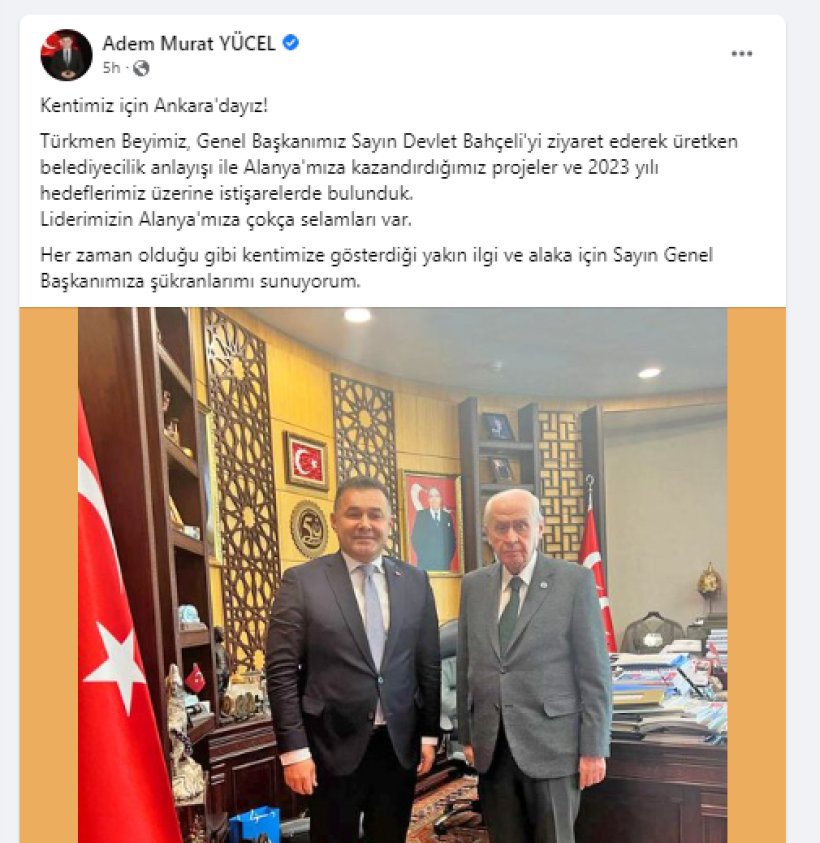 Başkan Yücel'den MHP Lideri Bahçeli'ye kritik ziyaret