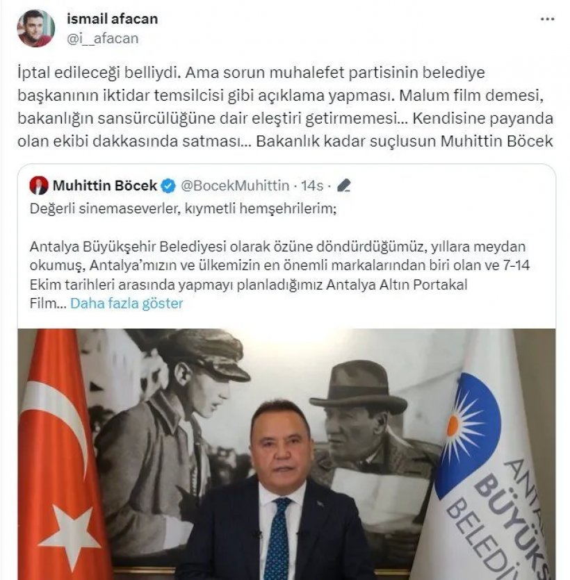 Antalya Altın Portakal Film Festivali iptal edildi