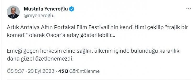 Antalya Altın Portakal Film Festivali  iptal edildi