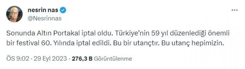 Antalya Altın Portakal Film Festivali iptal edildi