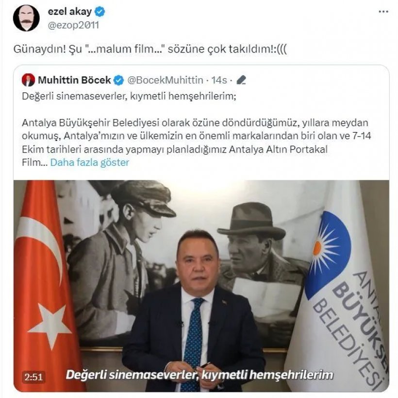 Antalya Altın Portakal Film Festivali  iptal edildi