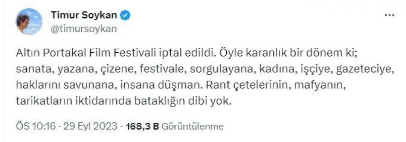 Antalya Altın Portakal Film Festivali  iptal edildi