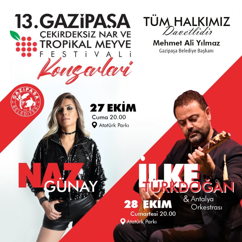 Gazipaşa'da Tropikal Meyve Festivali ve Cumhuriyet coşkusu aynı anda başlıyor