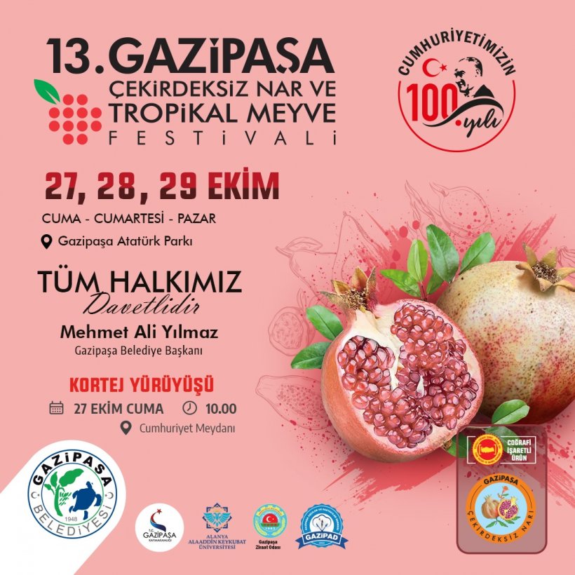 Gazipaşa'da Tropikal Meyve Festivali ve Cumhuriyet coşkusu aynı anda başlıyor