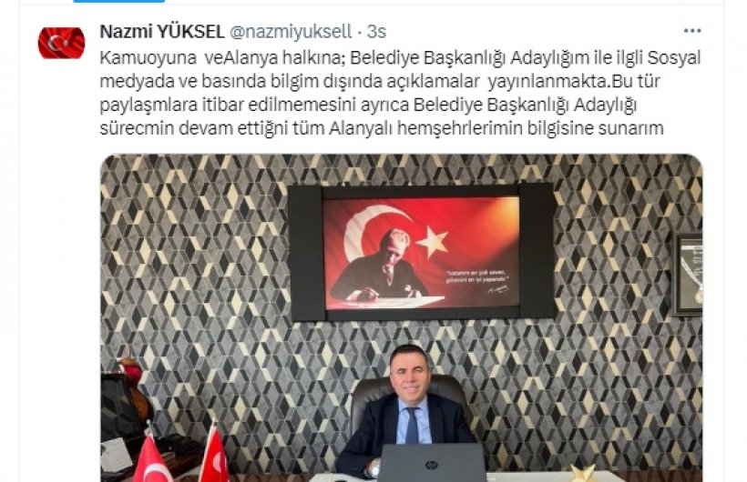 Nazmi Yüksel: Adaylık sürecim devam ediyor