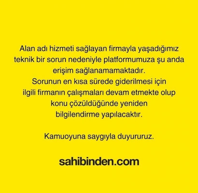 Sahibinden.com alan adı boşa düştü, Başka bir şirket aldı!