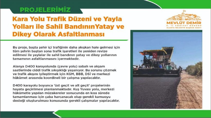 Alanya Belediye Başkan Adayı Demir projeleri açıkladı