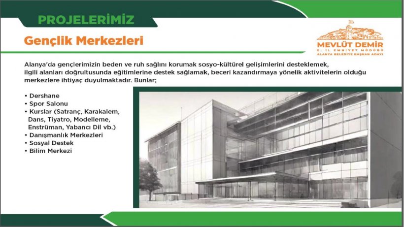 Alanya Belediye Başkan Adayı Demir projeleri açıkladı