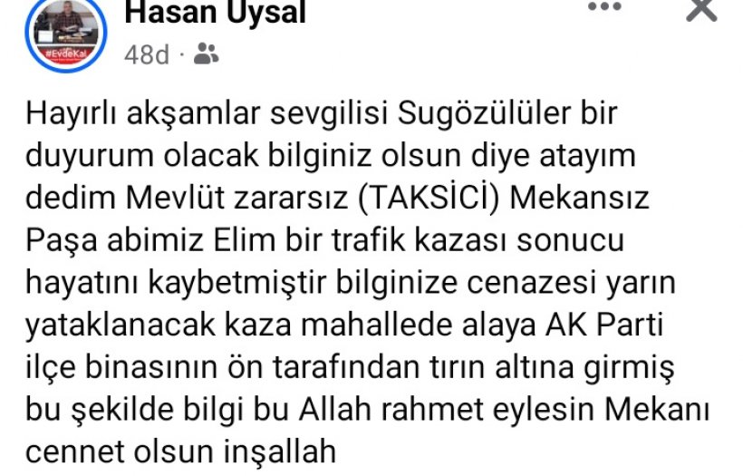 Taksici 'Mekansız Paşa' kazada hayatını kaybetti