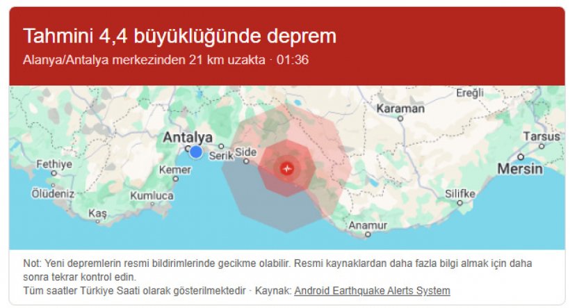 Son dakika: Alanya'da deprem
