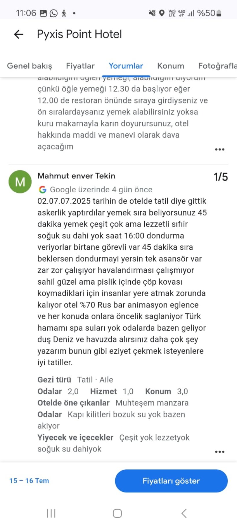 'Her şey Dahil' dediler aç bırakıldık. Su bile vermediler