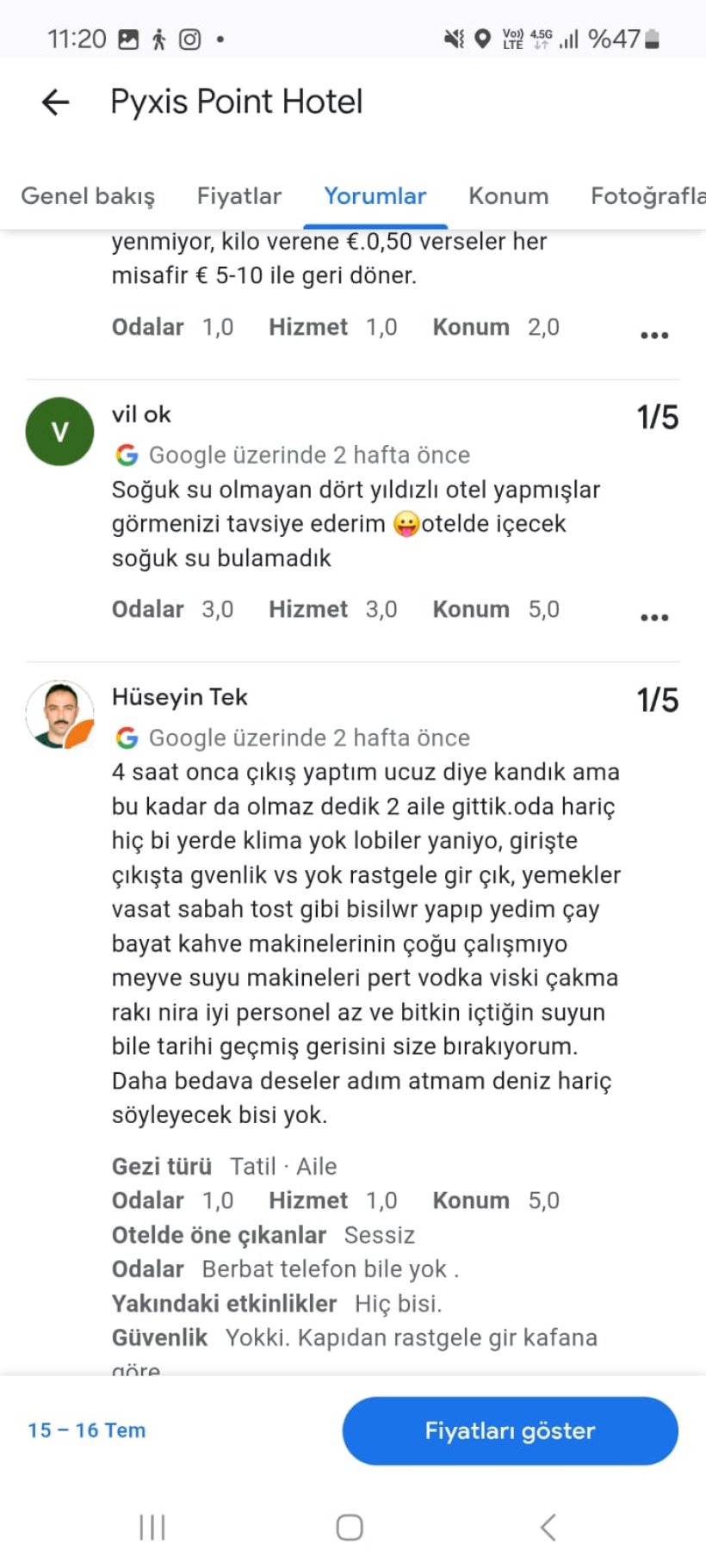 'Her şey Dahil' dediler aç bırakıldık. Su bile vermediler
