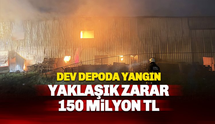 Yaklaşık 150 milyonluk zarar var: Alanya'da dev depo alevlere teslim oldu