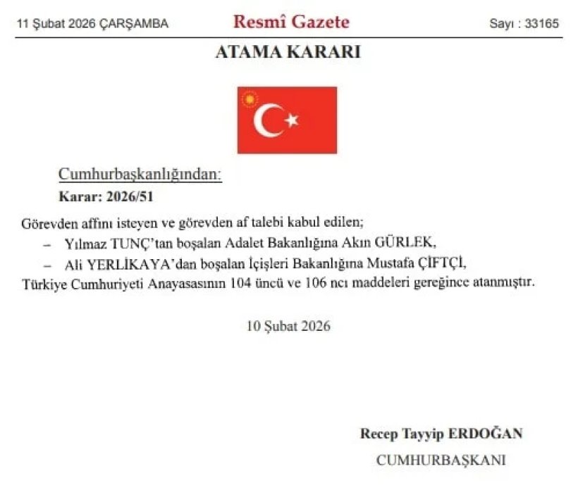 İçişleri Bakanı Ali Yerlikaya ve Adalet Bakanı Yılmaz Tunç görevden alındı! İşte yerine gelen isimler