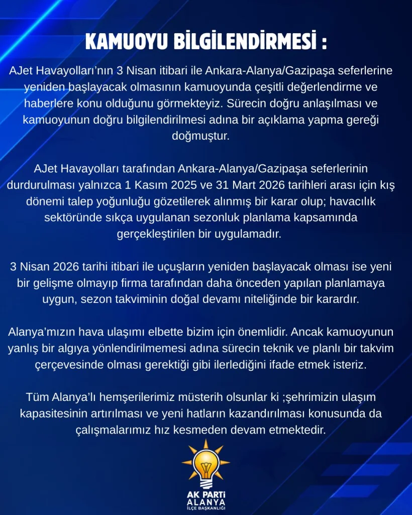 AJet algısı yanlış: Yeni bir gelişme yok!