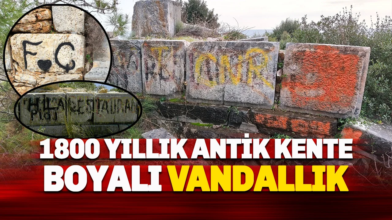 1800 Yıllık Aytap Antik Kenti'ne Boyalı Vandalizm
