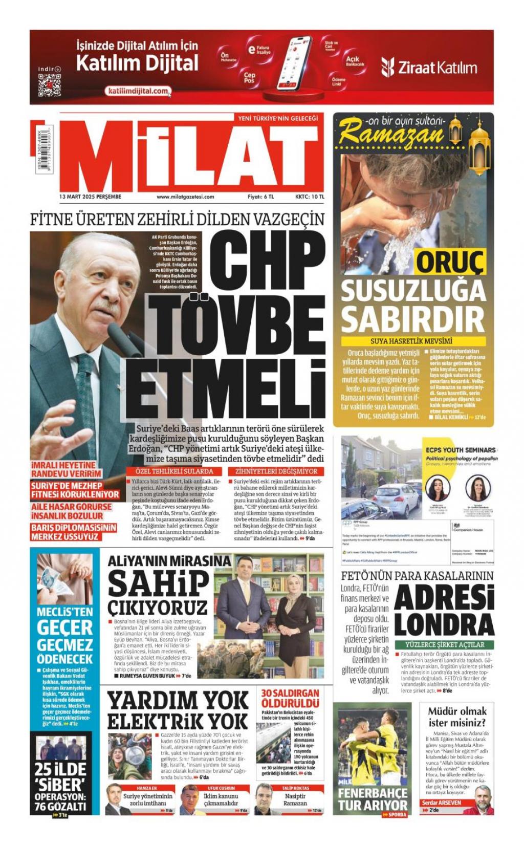 Milat Gazetesi Manşetleri