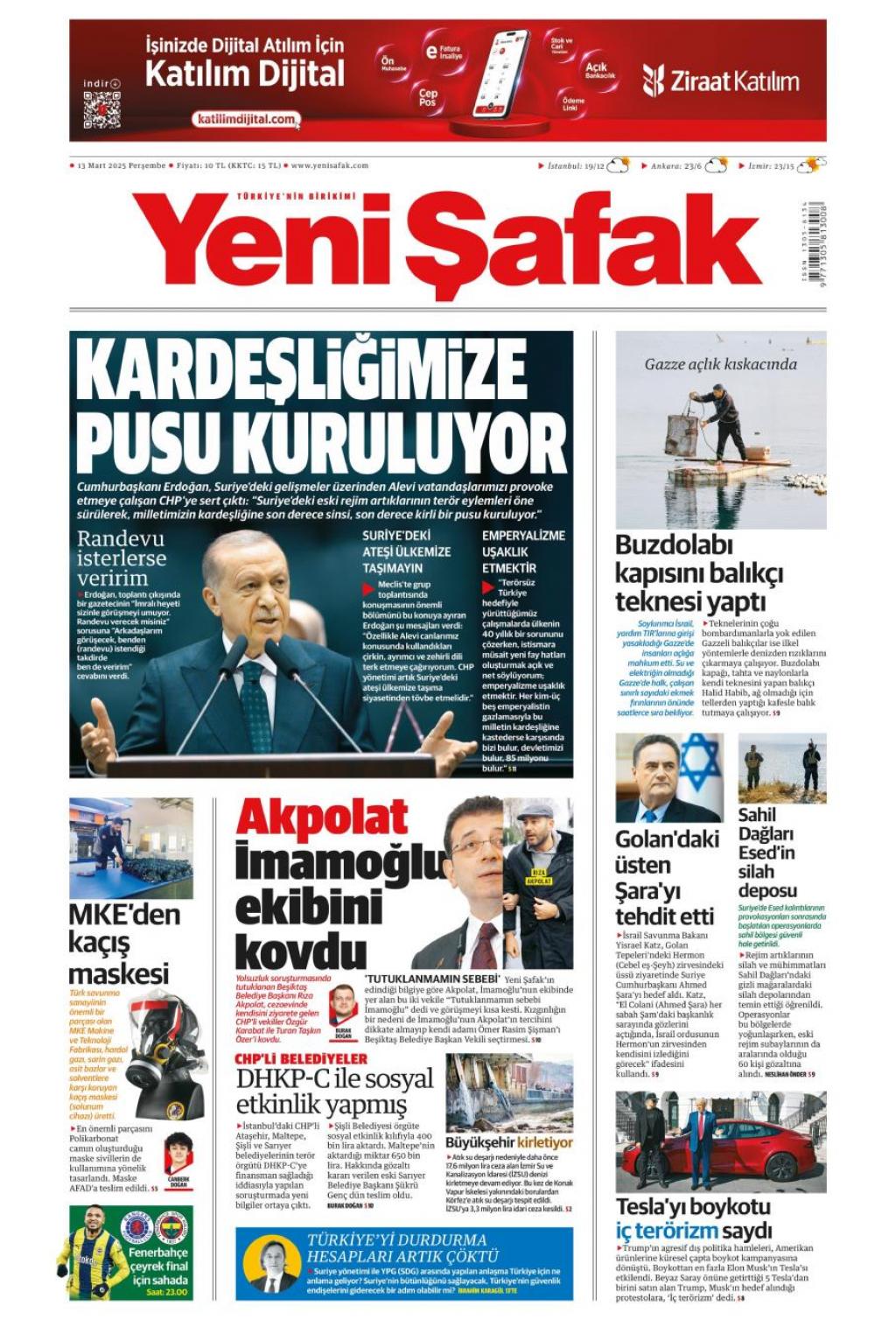 Yeni Şafak Gazetesi Manşetleri